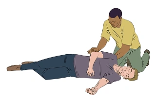 Illustration of a man kneeling beside an unconscious man